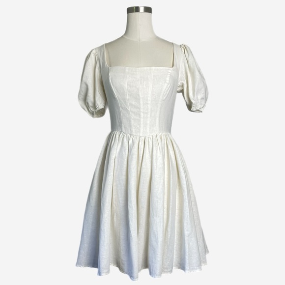 ASOS Dresses & Skirts - ASOS NWT white corset linen mini dress puff sleeve cottagecore castlecore 4